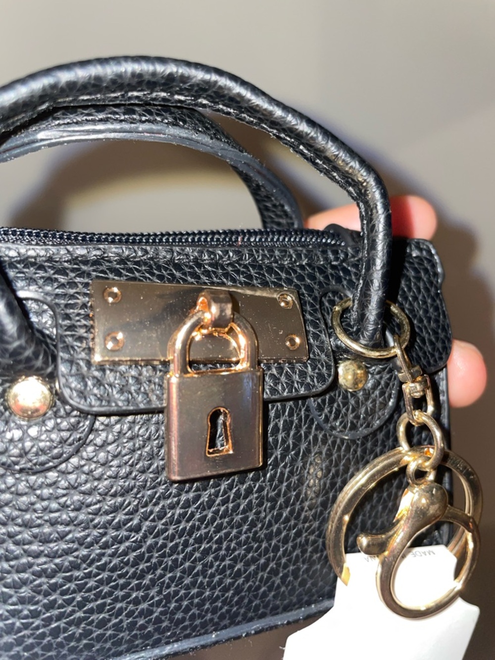 Black Pebbled Leather Mini Satchel Charm - Picture 9 of 9